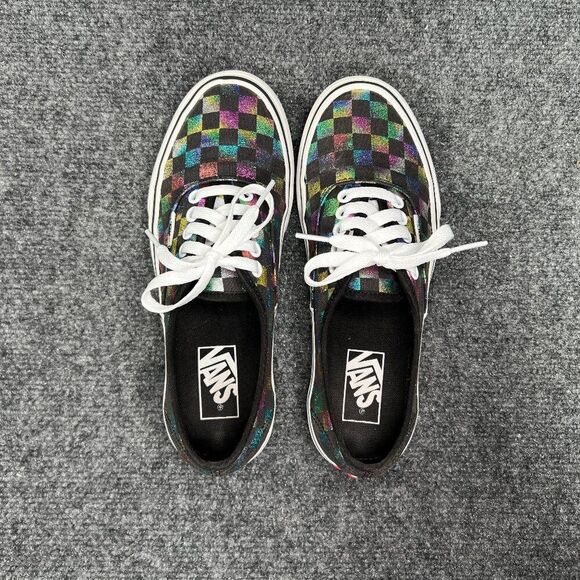 Vans Authentic Sneakers Women's SIze 8 Rainbow Checkerboard Low Lace Skate Shoes - Picture 8 of 11